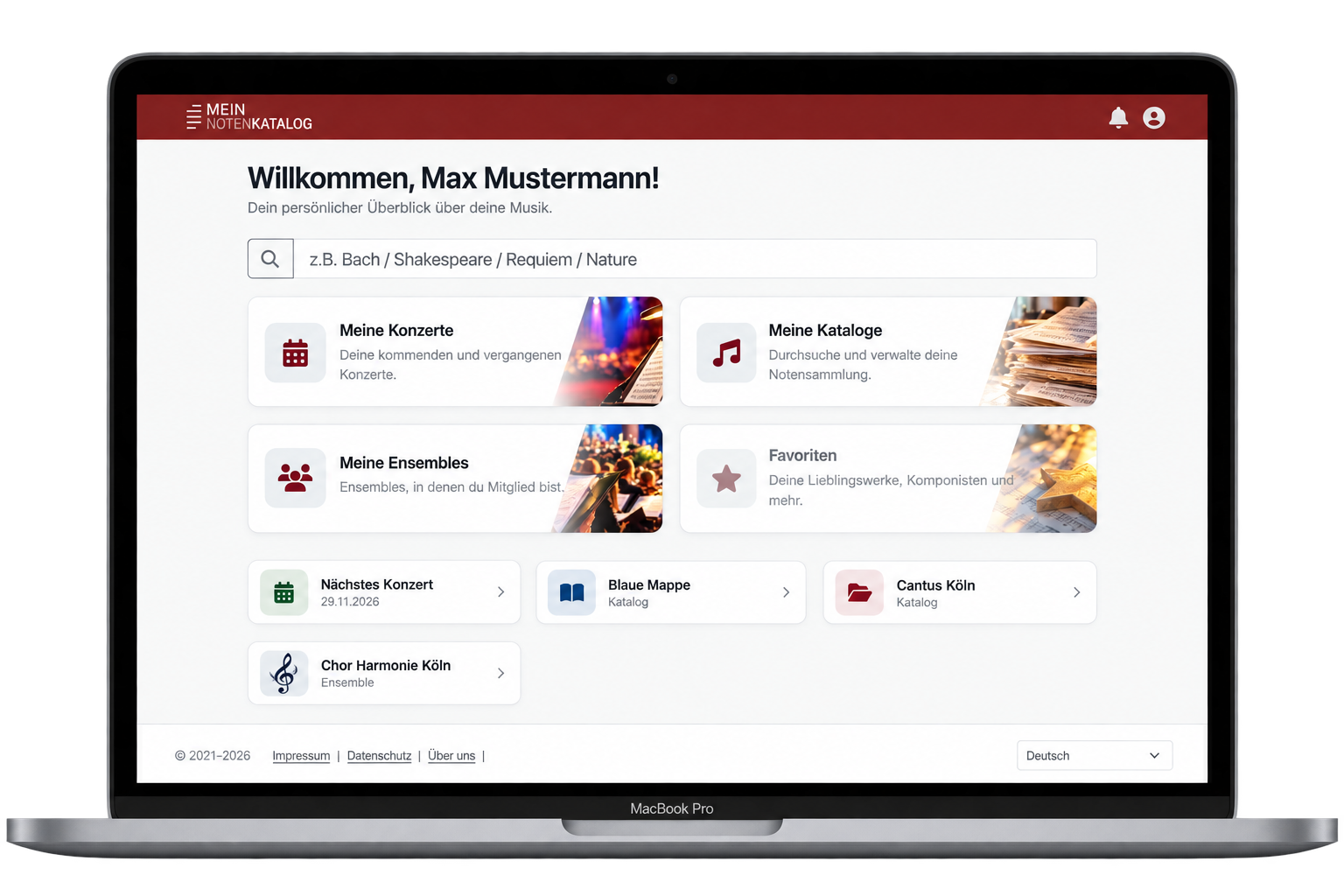 Mein Notenkatalog auf einem MacBook